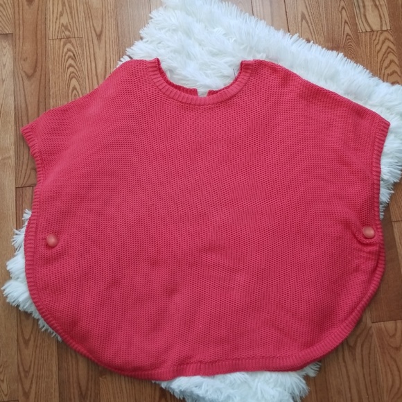 Rani Arabella Coral Pink Knit Sweater Poncho - Picture 1 of 8